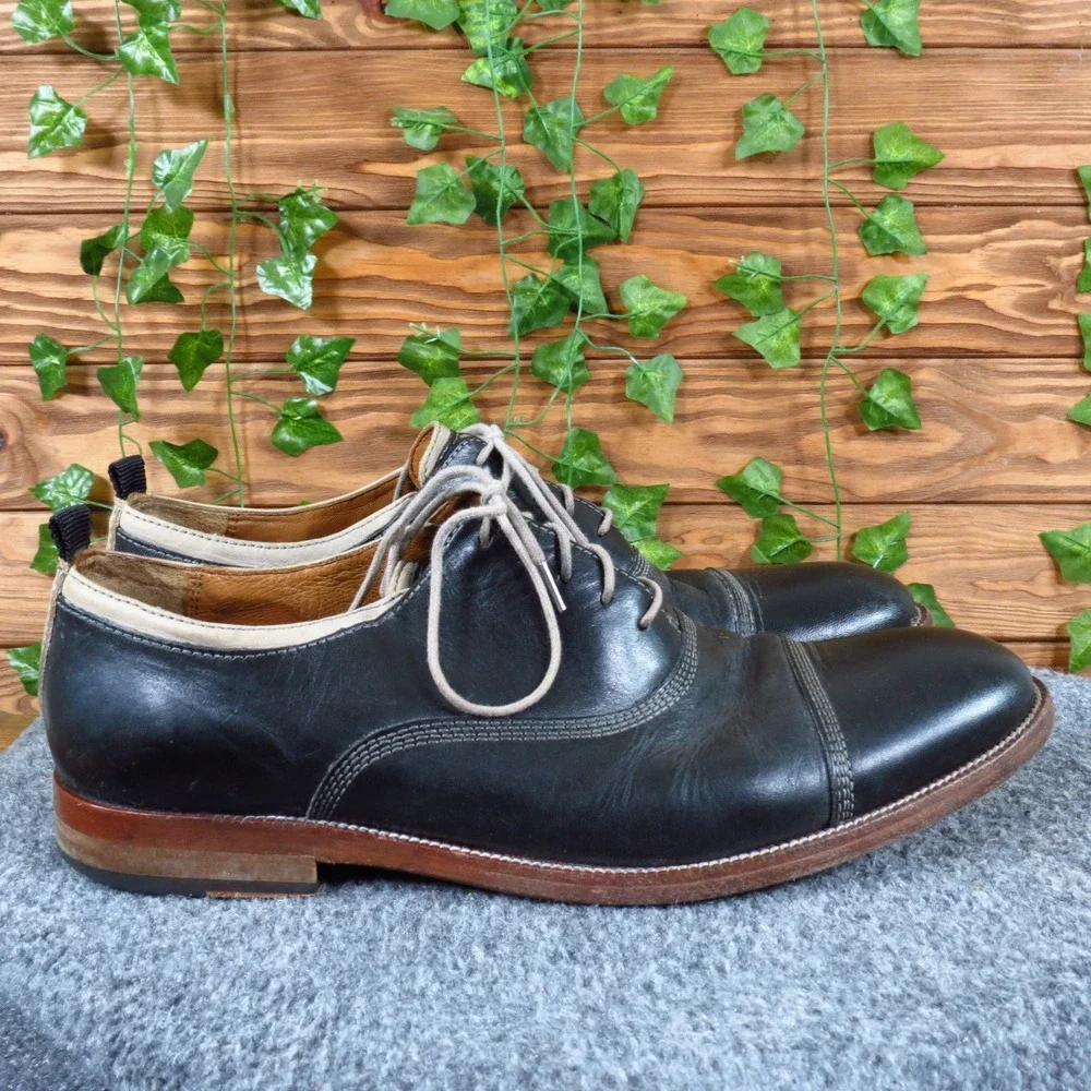 Johnston & Murphy 15-4705 Mens Cap Toe Oxford Size 9M Dress Shoes Black Leather‎